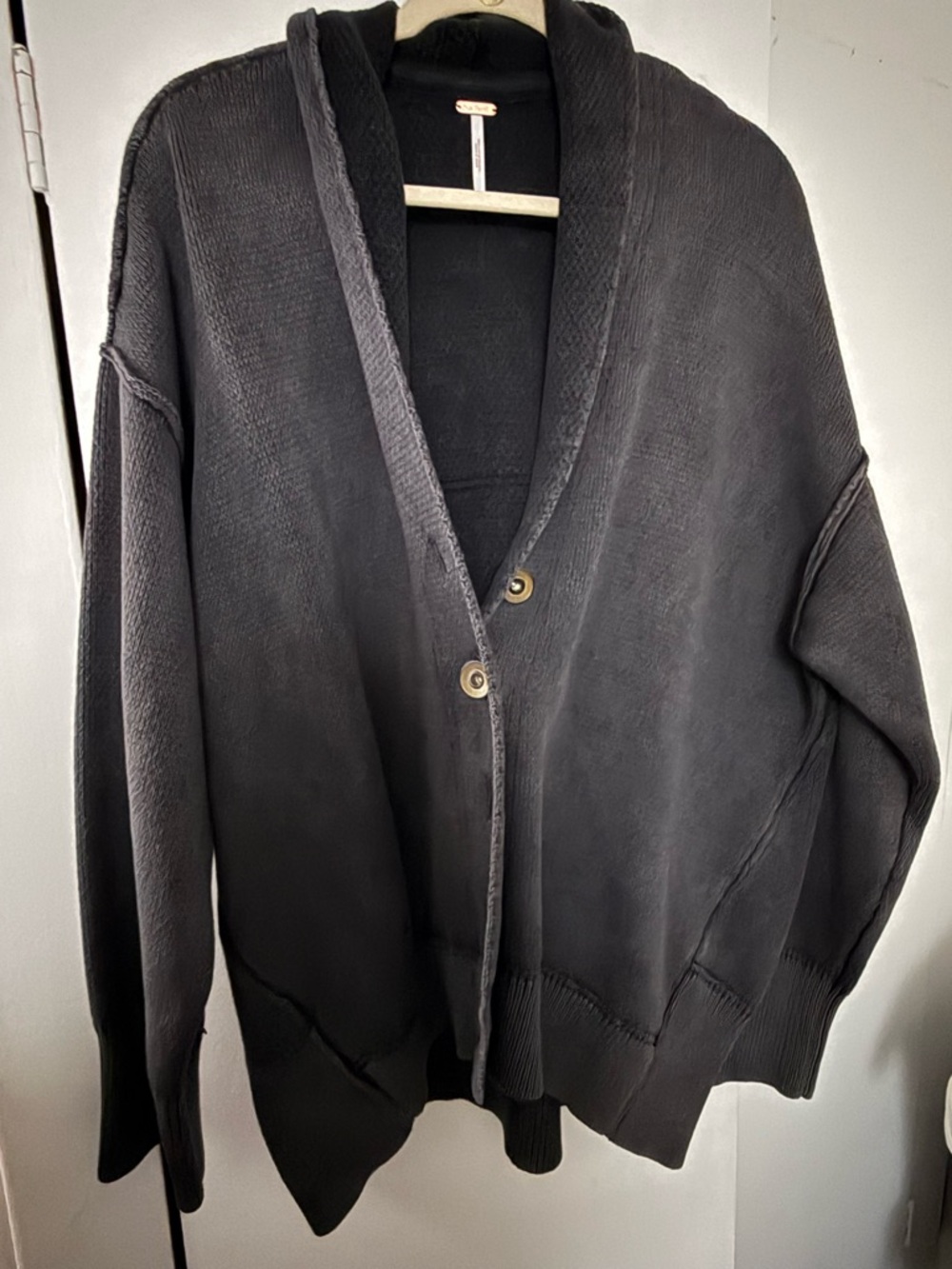 Women’s Black Button-Front Shawl Collar Cardigan Sweater